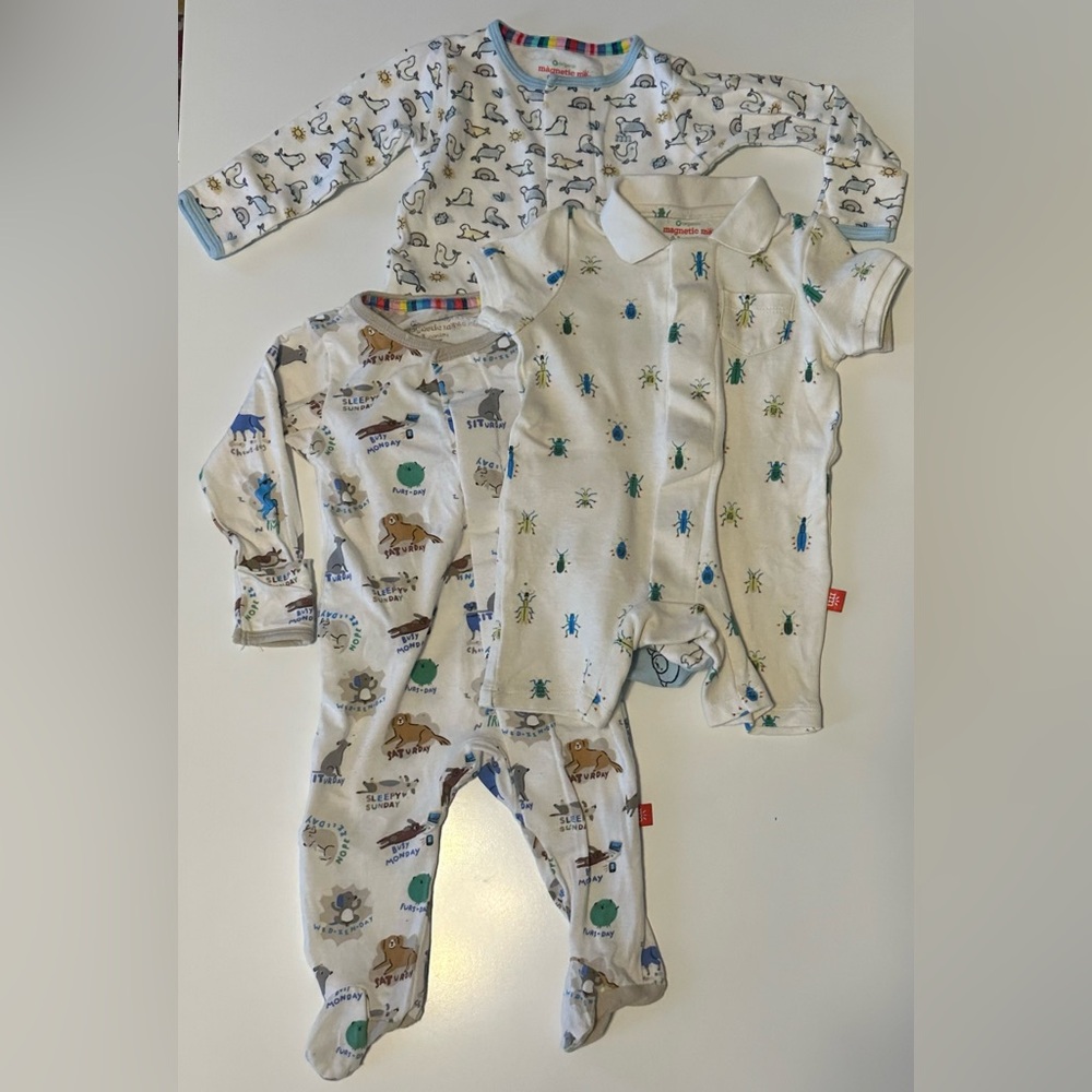 Summer Magnetic Me 0-3 infant boy bundle: romper & sleepers modal & cotton